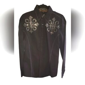 Roar Embellished studded Western Button down shirt